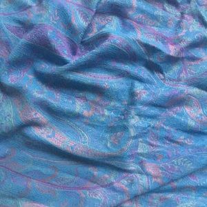 100% Cashmere Blue and Purple Paisley Scarf